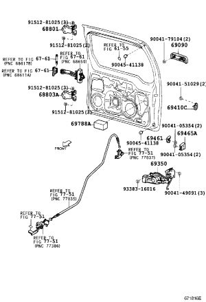 Tail lid hinge (lower right) 68810-87401 for Toyota Cami