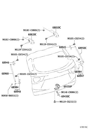 Rear Cover Lock Pin 69430-0E060 for Toyota BZ4X
