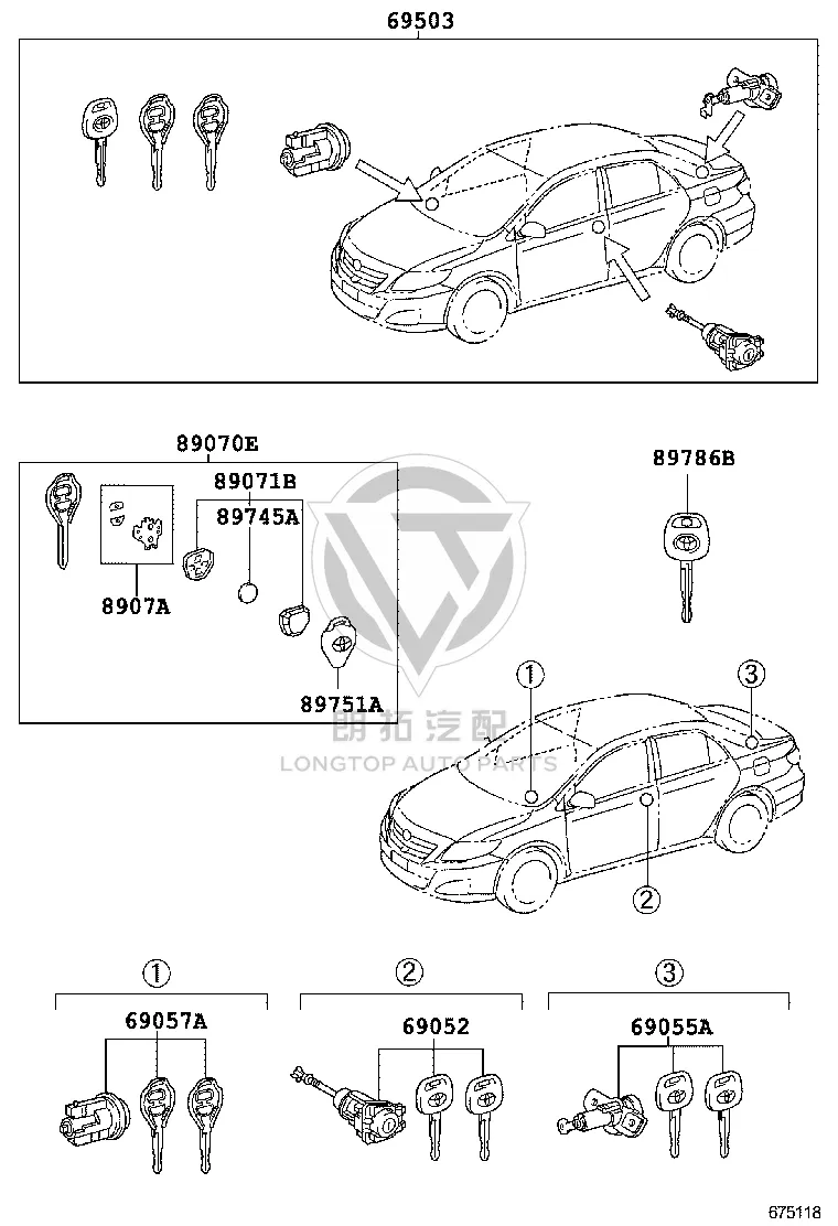 Full Vehicle Lock Set 69005-02B50 for Toyota Corolla
