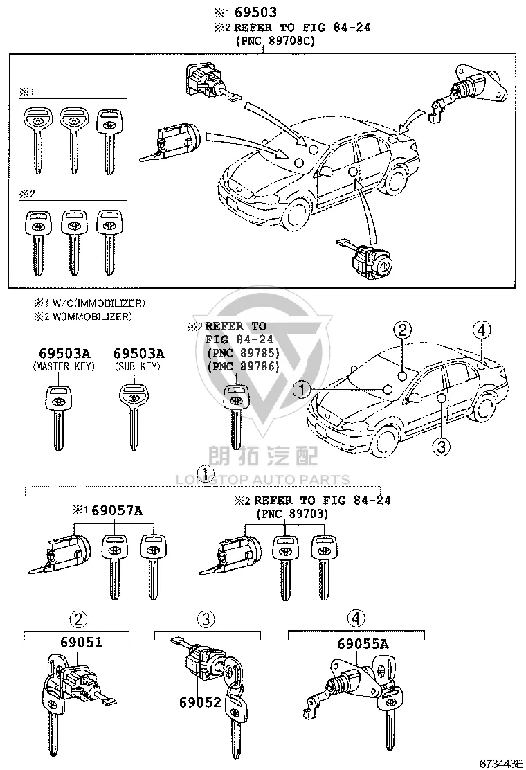 Full Vehicle Lock Set 69005-02360 for Toyota Corolla