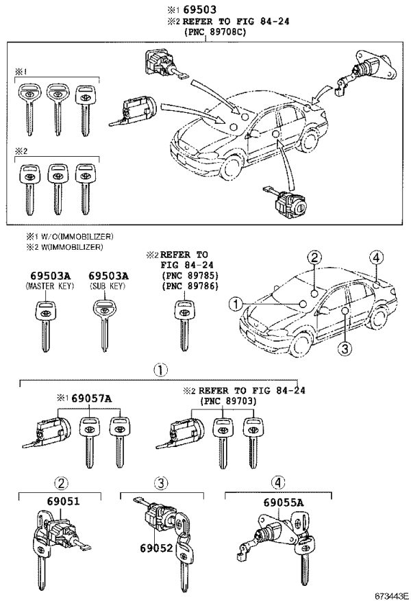 Full Vehicle Lock Set 69005-02360 for Toyota Corolla