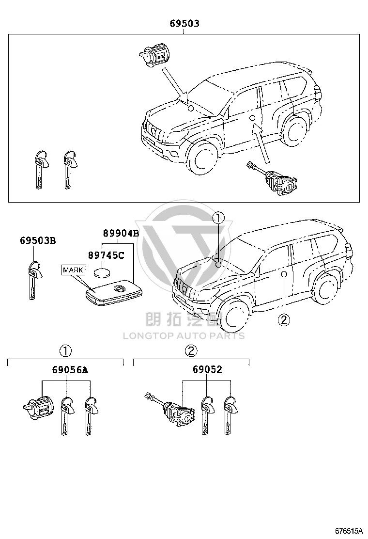 Full Vehicle Lock Set 690050-G020 for Toyota Land Cruiser Prado