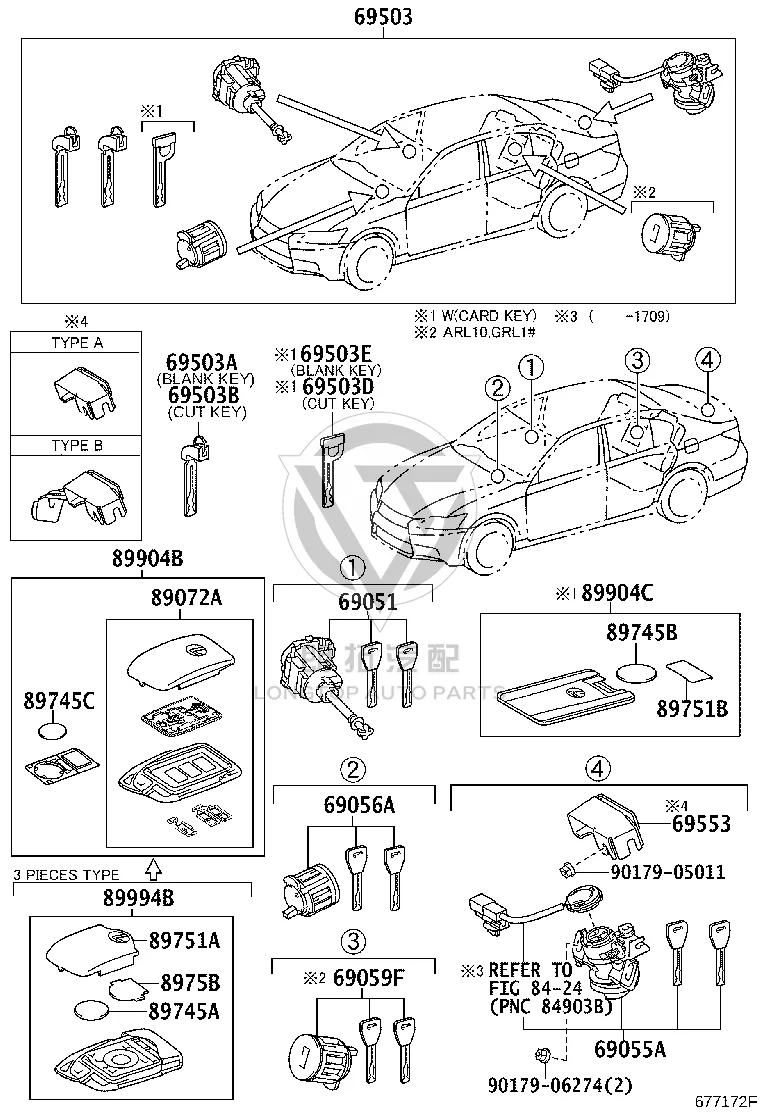 Full Vehicle Lock Set 69005-30F50 for Lexus GS Series
