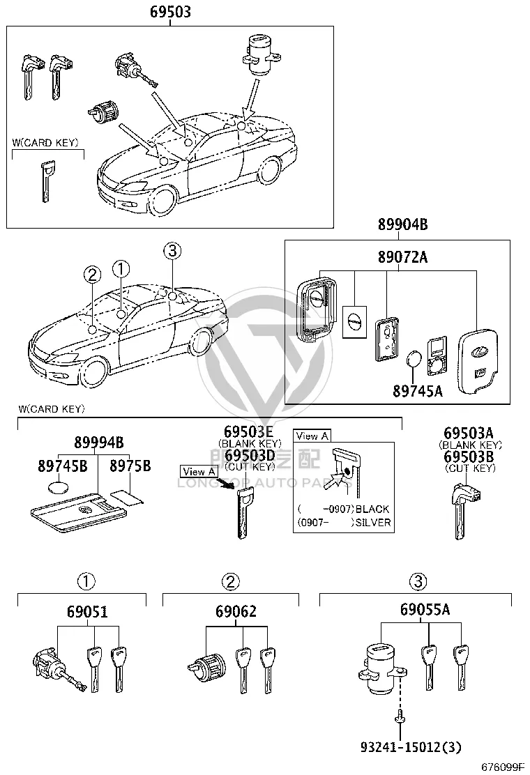 Full Vehicle Lock Set 690055-3450 for Lexus IS250C