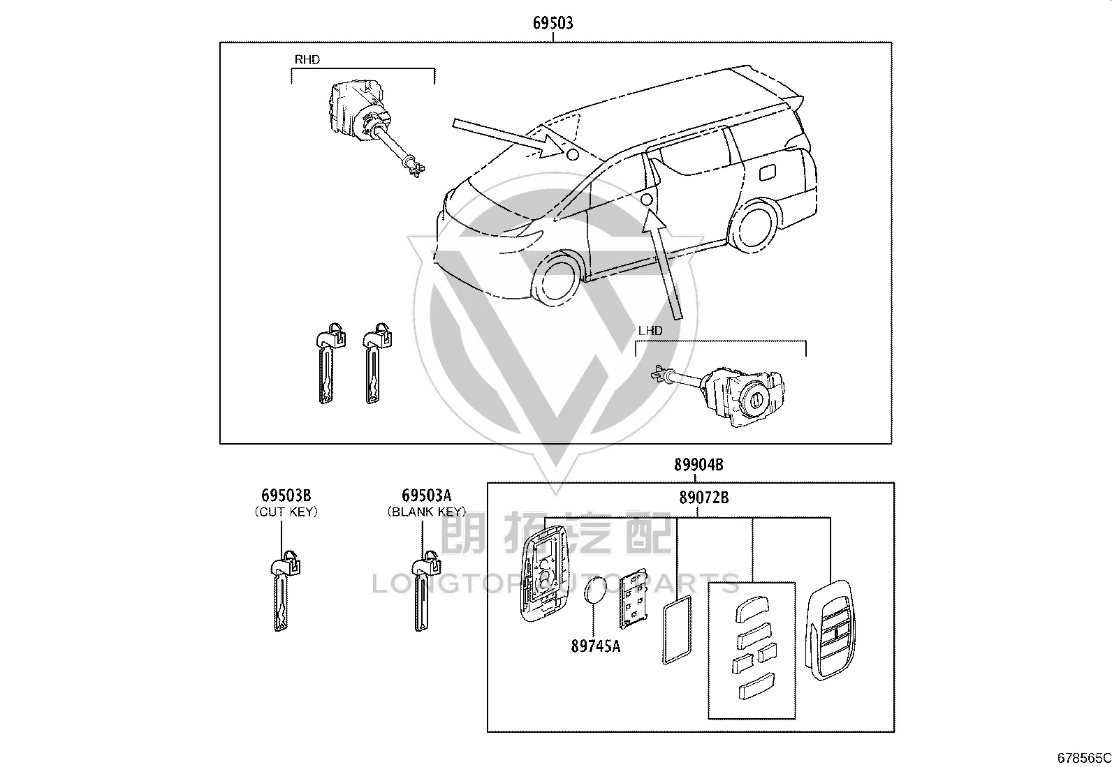 Full vehicle lock (set) 69005-58300 for Toyota ALPHARD