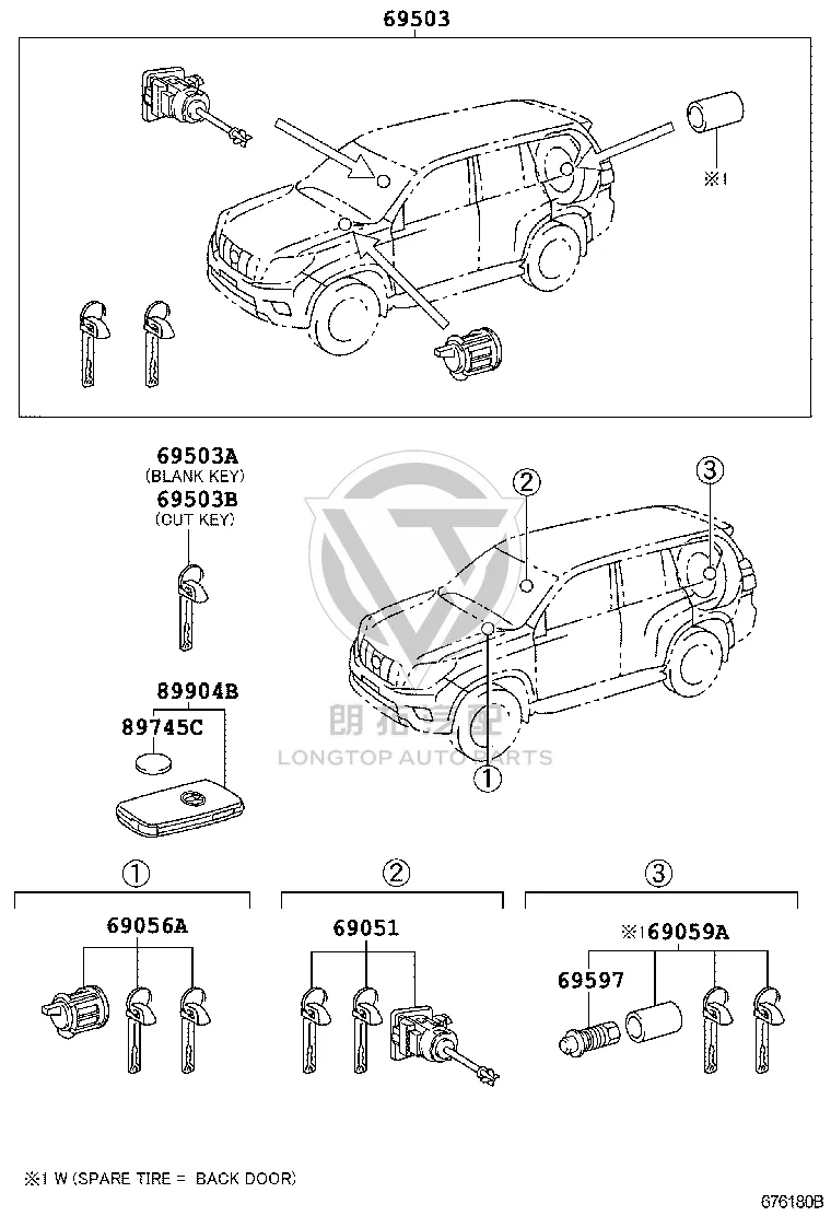 Full Vehicle Lock Set 69005-60A00 for Toyota Land Cruiser Prado