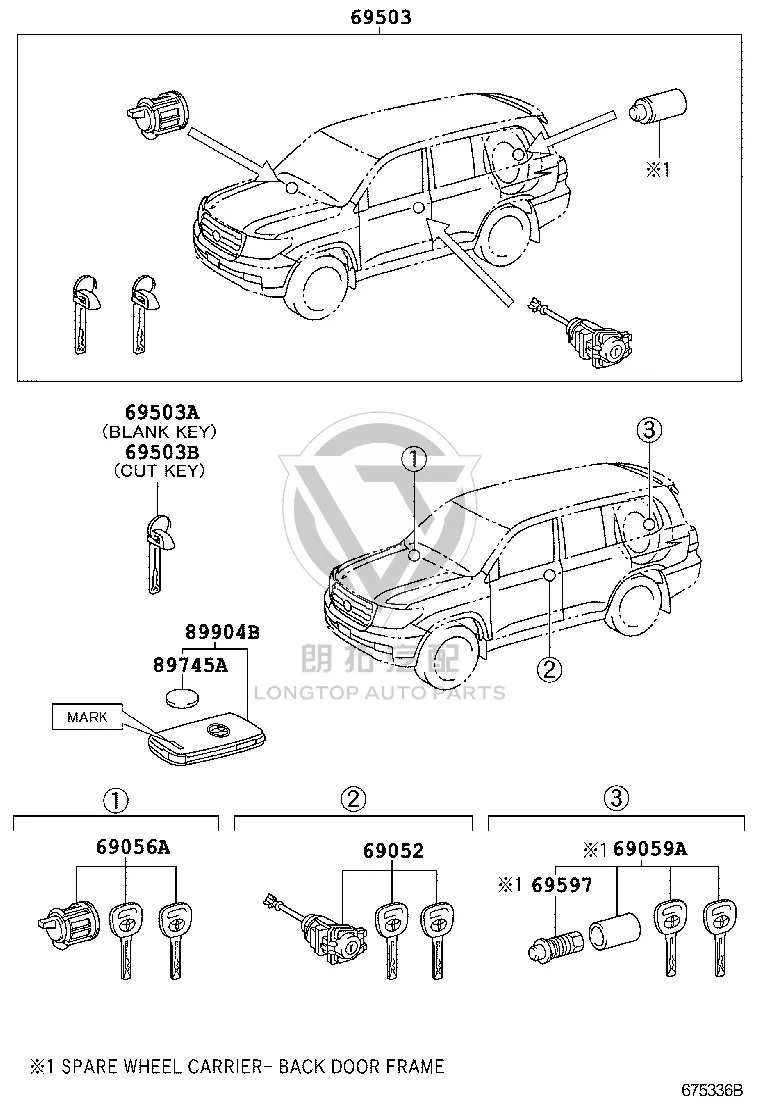 Full vehicle lock (set) 69005-6C242 for Toyota Land Cruiser
