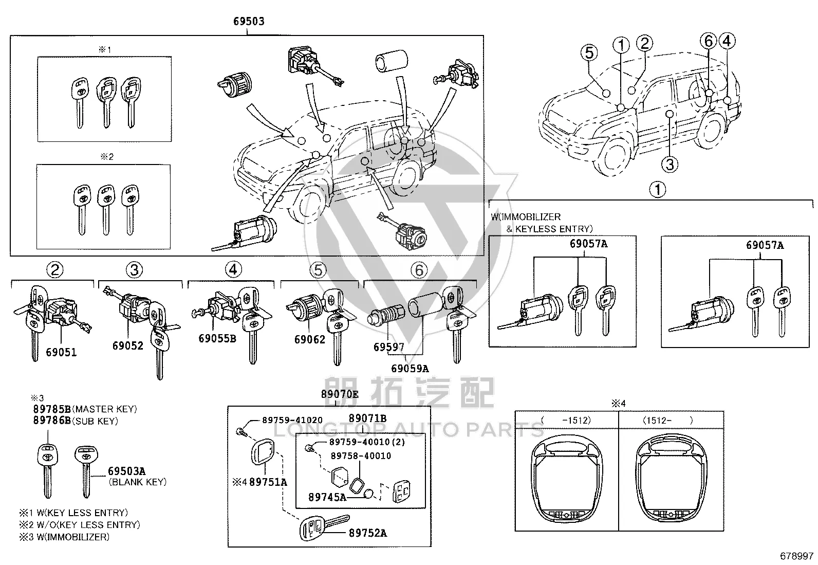 Full Vehicle Lock Set 69005-6B861 for Toyota Land Cruiser Prado