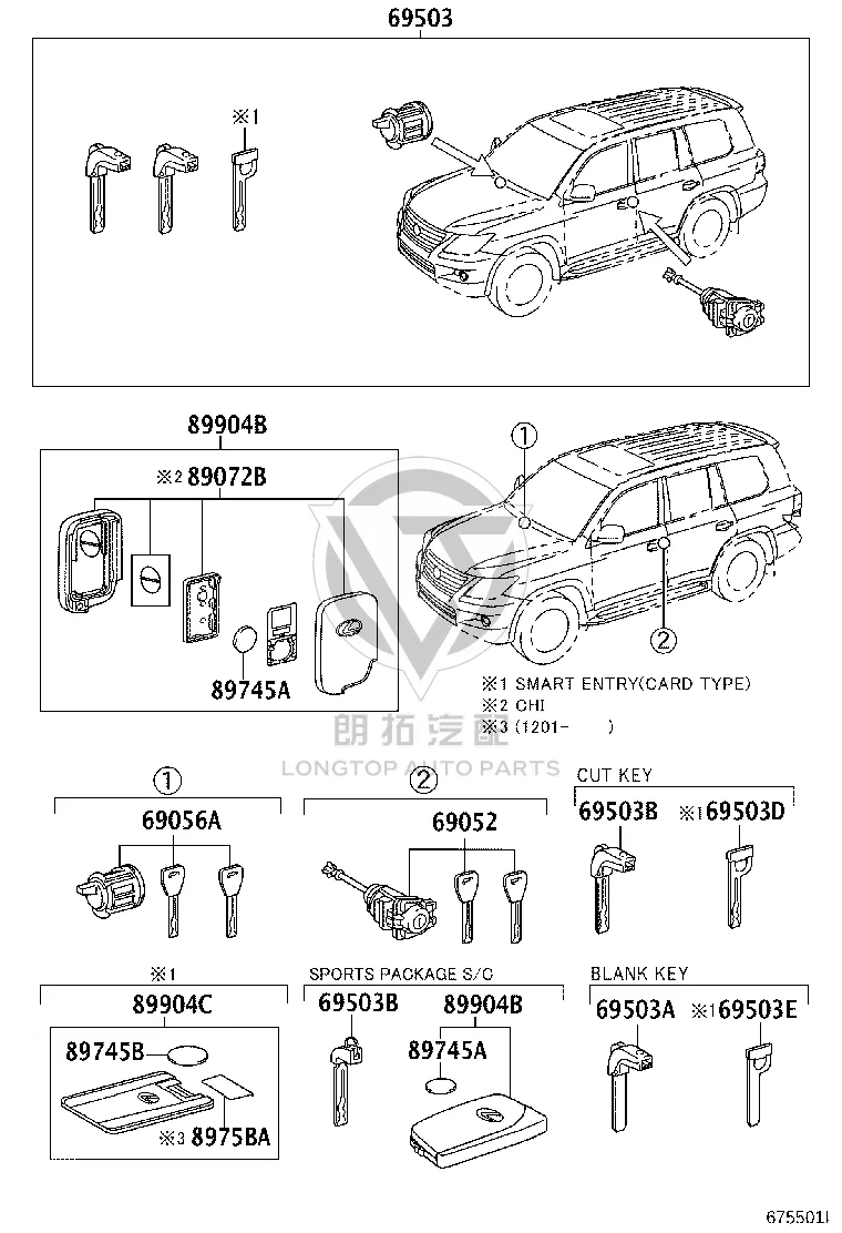 Full Vehicle Lock Set 69005-6C292 for Lexus LX450D