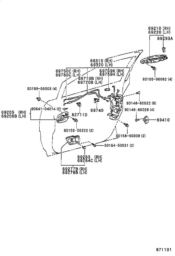 Front Right Door Lock Actuator 69030-48020 for Lexus RX300