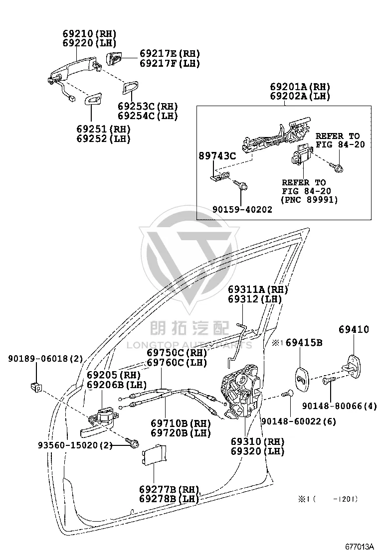 Front Door Lock Assembly 69030-53090 for Toyota Land Cruiser