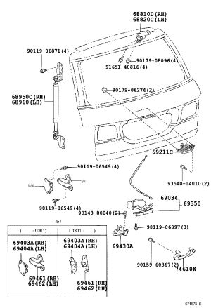 Tail Cover Lock Assembly 69350-28110 for Toyota Previa