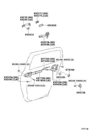 Rear Door Lock Mechanism 69060-06111 for Toyota Camry