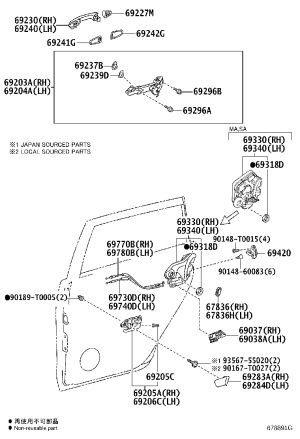 Rear Door Lock Mechanism 69060-60110 for Toyota Fortuner