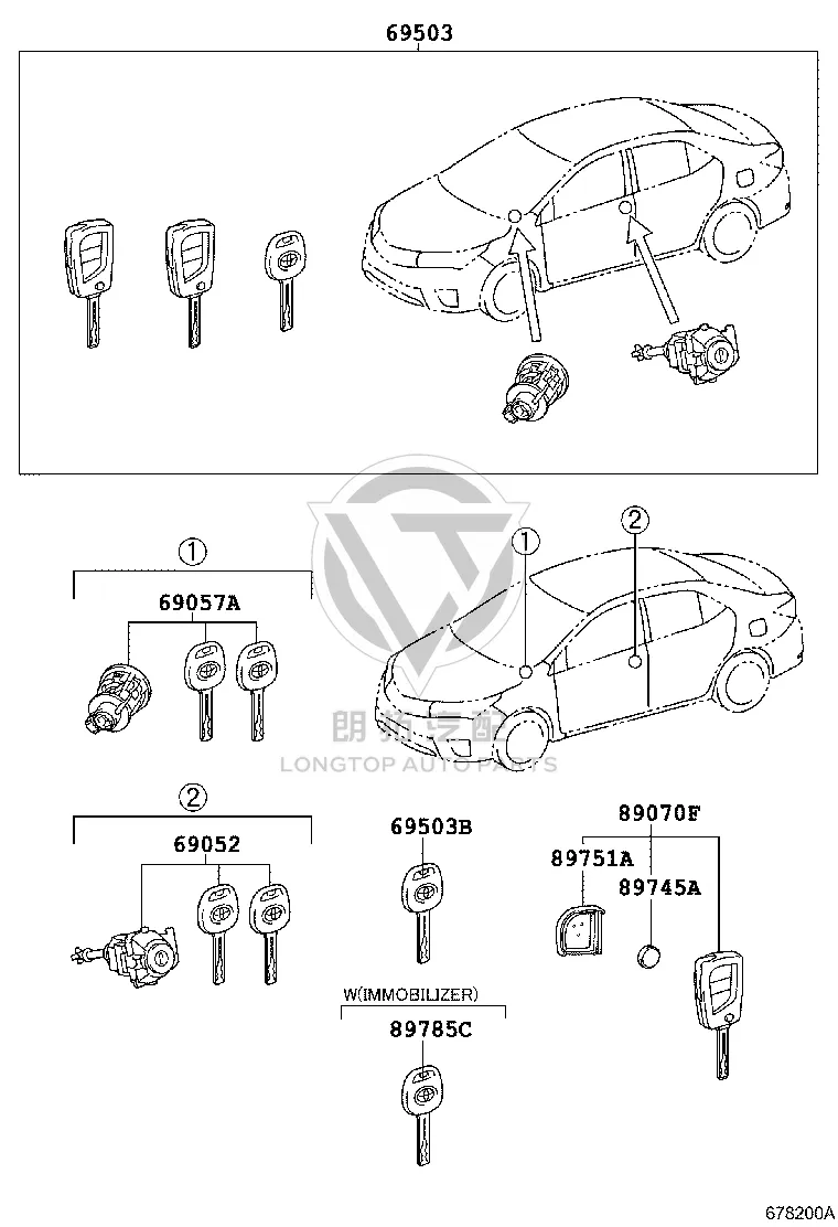 Front Door Lock Cylinder (Left) 69052-02400 for Toyota Corolla