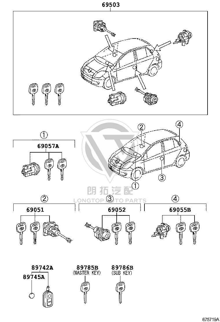 Front Door Lock Cylinder Left 69052-0D120 for Toyota Highlander