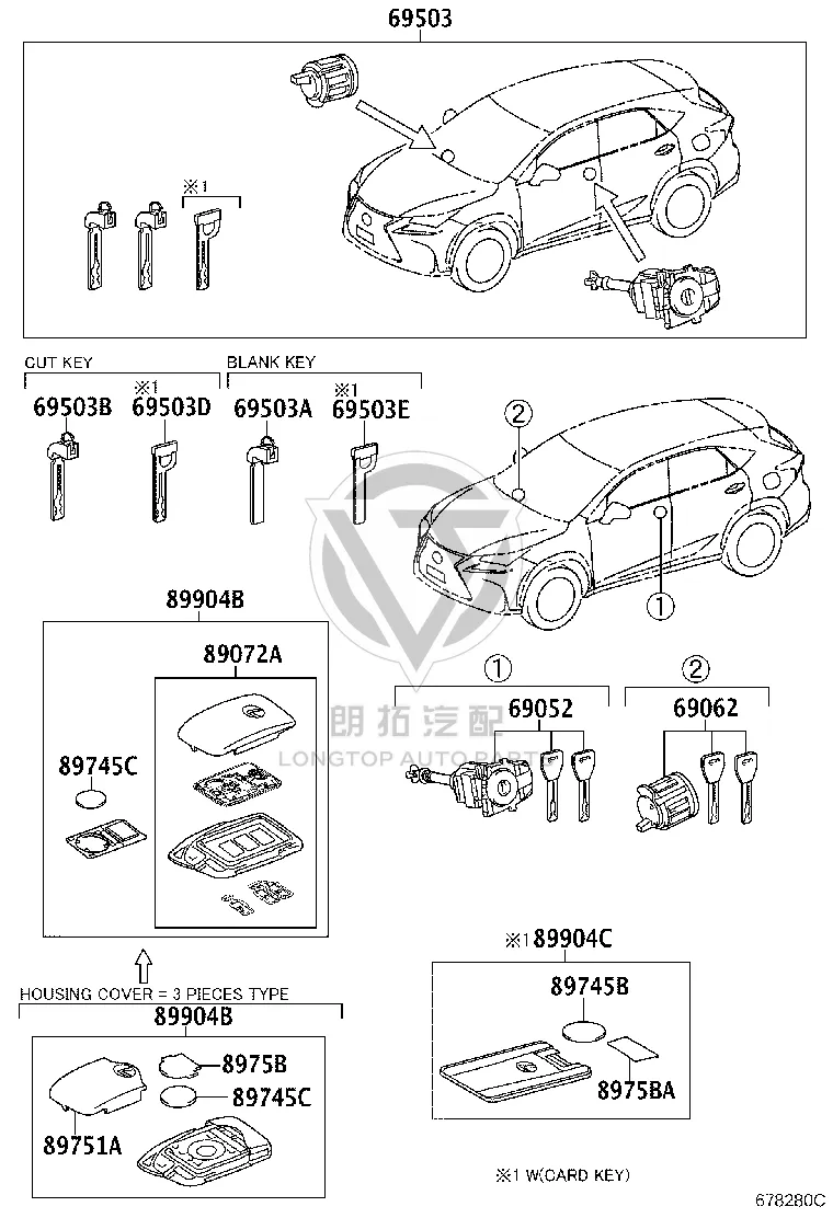 Front Door Lock Cylinder Left 69052-78021 for Lexus NX