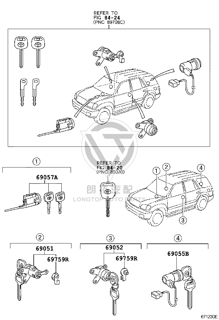 Trunk Lid Lock Cylinder 69055-34020 for Toyota Sequoia