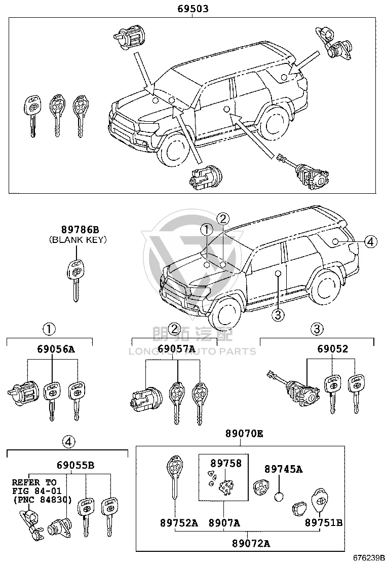 Dashboard Storage Box Lock Cylinder 69056-42100 for Toyota 4RUNNER