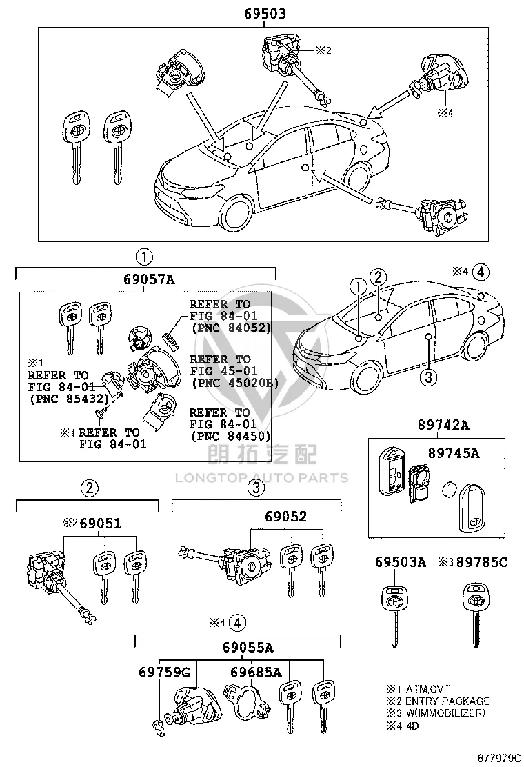 Ignition Lock Cylinder 69057-0D340 for Toyota Vios
