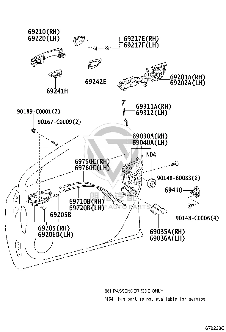 Front Door Handle Fixed Frame 69201-02290 for Toyota Levin