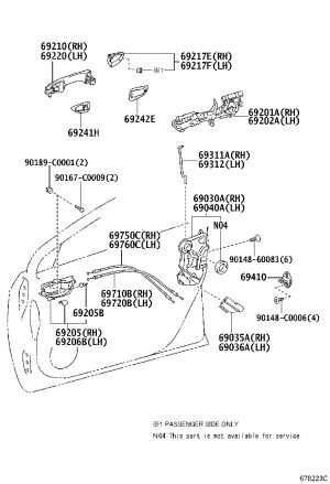 Front Door Handle Fixed Frame 69201-02290 for Toyota Levin