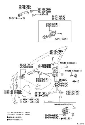 Front Door Handle Fixed Frame 69201-06100 for Toyota Camry