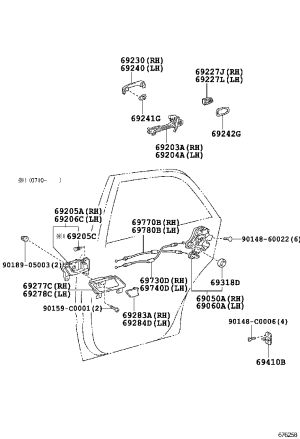 Rear Right Outer Door Handle 69210-0P010-E0 for Toyota Reiz