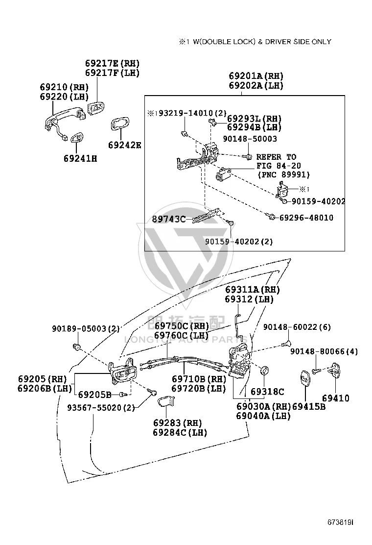Front Door Pull Handle 69205-30190 for Lexus GS30