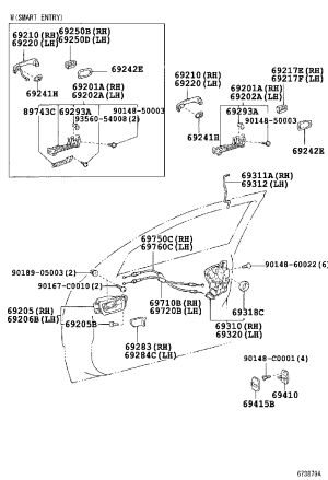 Rear Door Inner Handle 69206-30170 for Toyota Crown