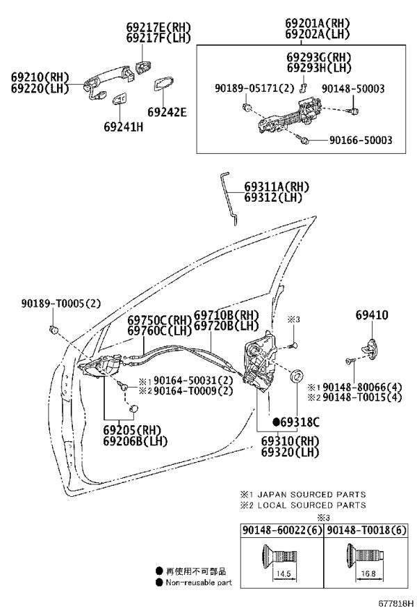 Rear Door Outer Handle 69210-0K130 for Toyota Fortuner