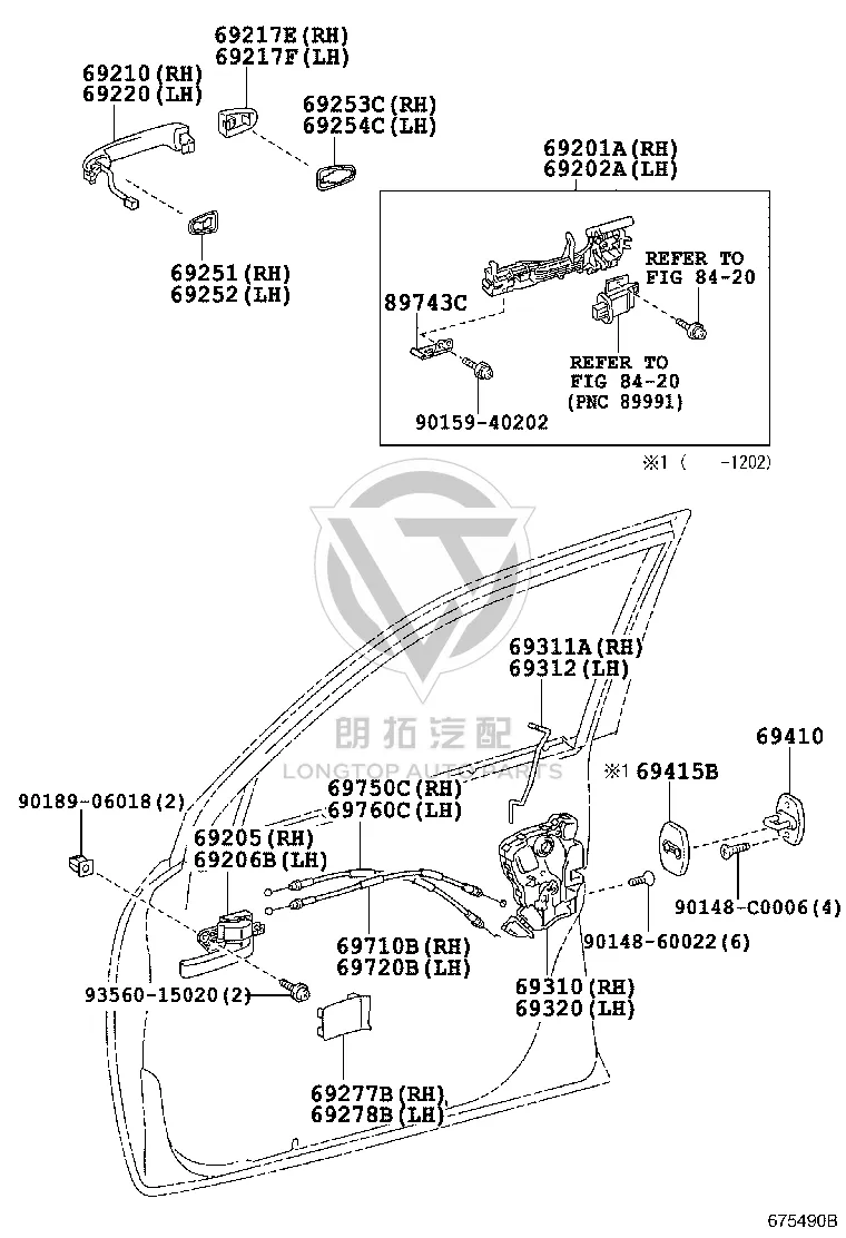 Left Outside Door Handle 69210-60100 for Toyota Land Cruiser