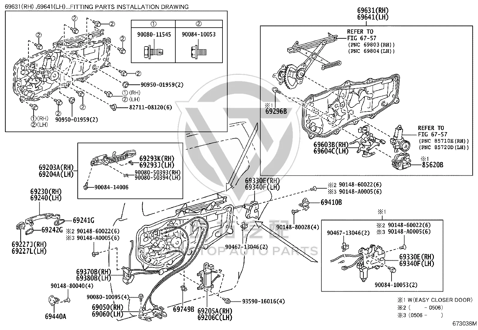 Rear Door Outside Handle (Right) 69213-08010 for Toyota Sienna