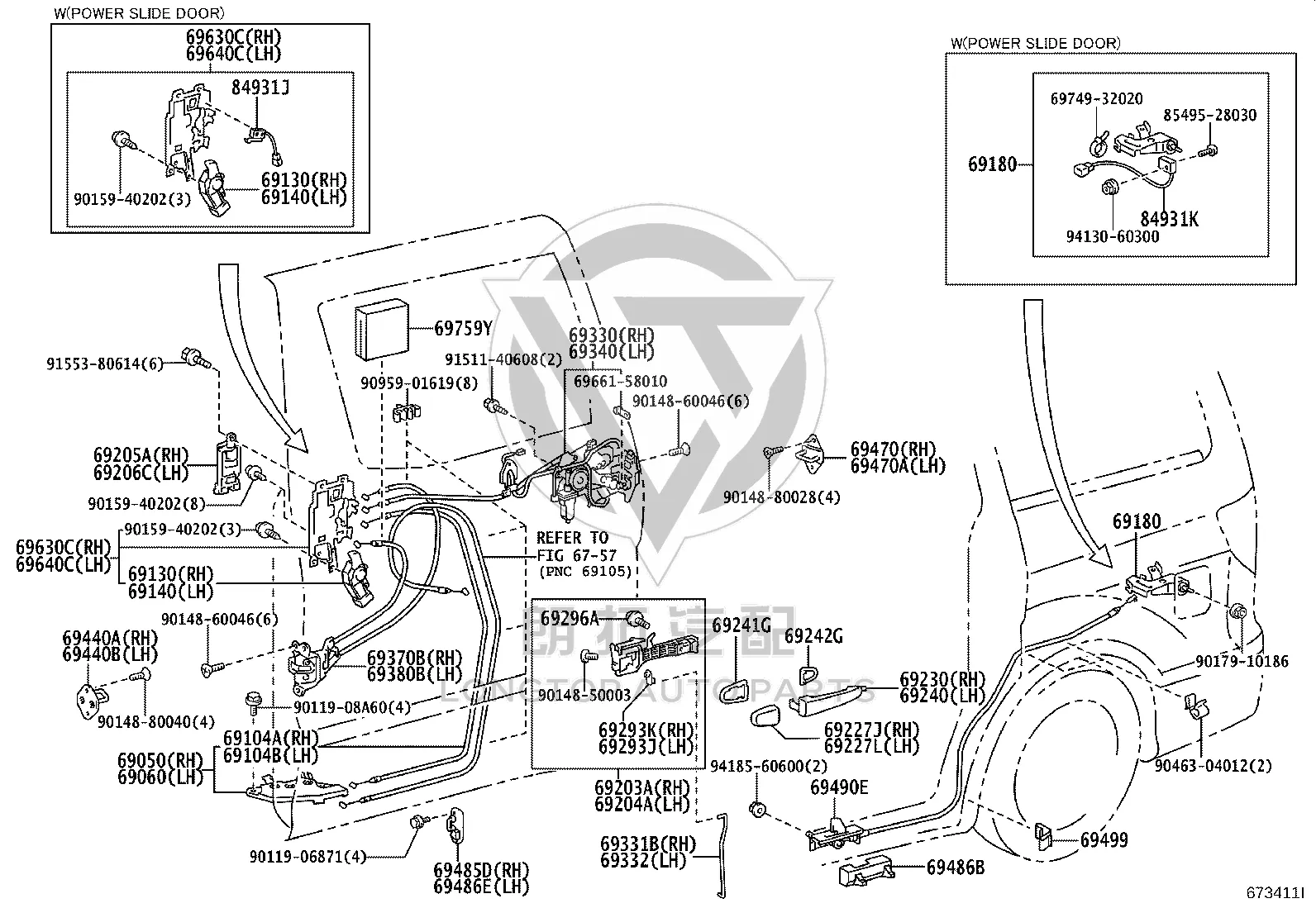 Outside Door Handle 69230-58010 for Toyota ALPHARD