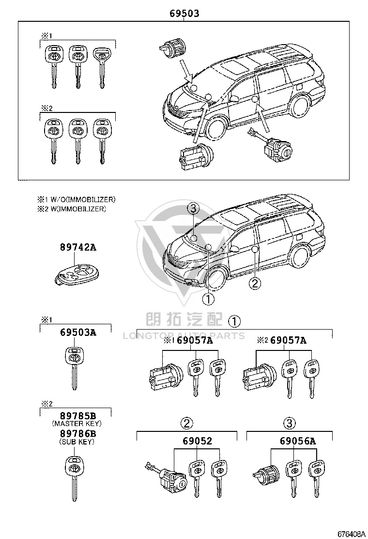 Key Remote 89742-AE031 for Toyota Sienna