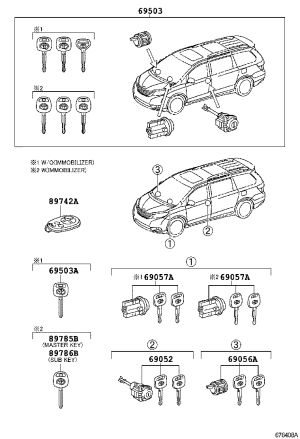 Key Remote 89742-AE031 for Toyota Sienna