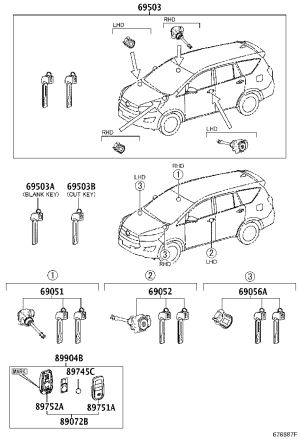 Mechanical Key 69515-33120 for Toyota ALPHARD