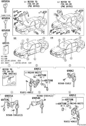 Front Door Lock Cylinder Clip 69759-30130 for Lexus GS300