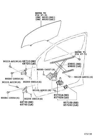 Front Door Glass Lift Bracket (Right) 69801-0C030 for Toyota Sequoia
