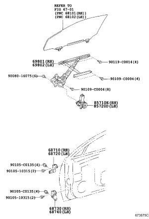 Front Left Window Glass Lift Bracket 69802-0N010 for Toyota Crown