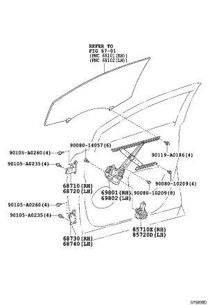 Rear Window Glass Lift Bracket 69801-0T010 for Toyota Venza