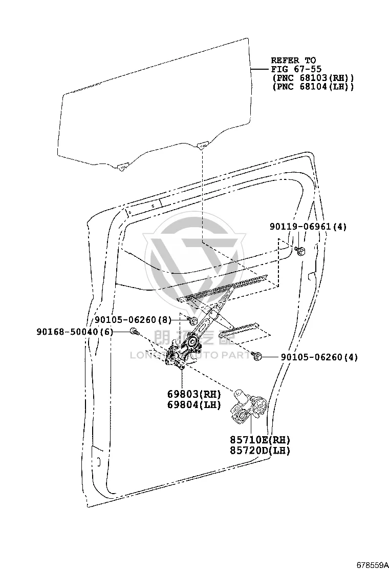 Left Rear Window Regulator 69802-30280 for Toyota ALPHARD