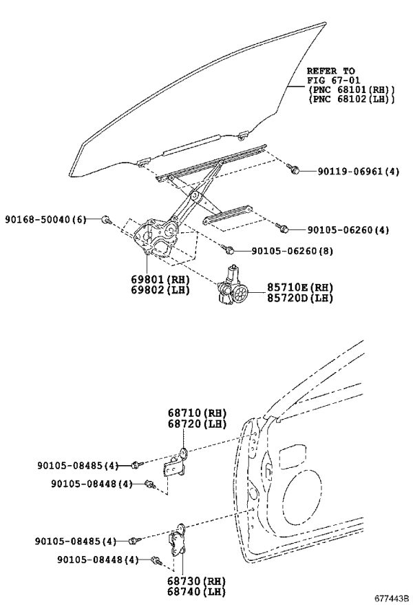 Front door window lift motor (right) 85710-33251 for Lexus ES250