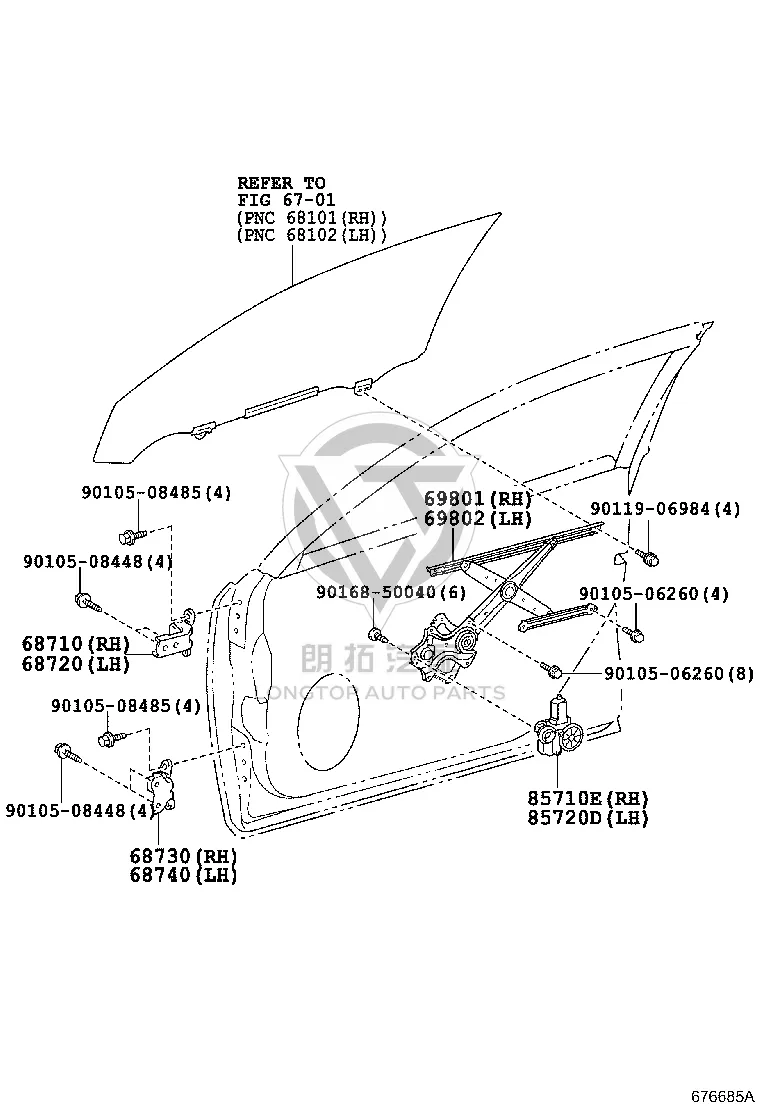 Front Door Glass Lift Bracket 69802-48060 for Toyota SAI