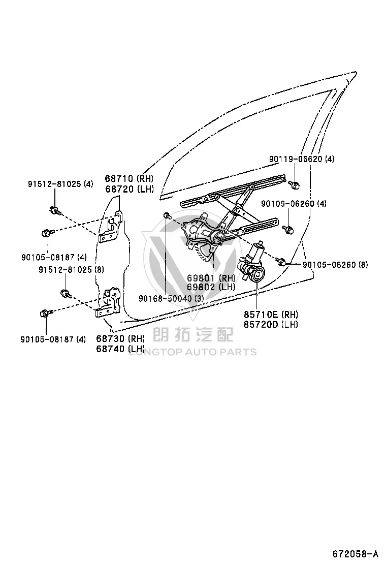 Front Door Glass Lift Motor 85720-50080 for Toyota Celsior
