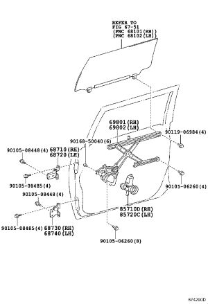 Front Door Window Regulator 69802-58010 for Toyota 4RUNNER
