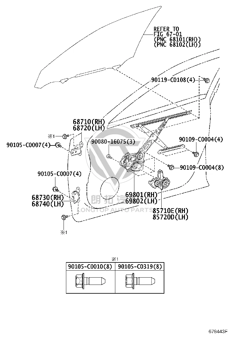 Front Door Window Regulator Left 69802-0N020 for Toyota Crown