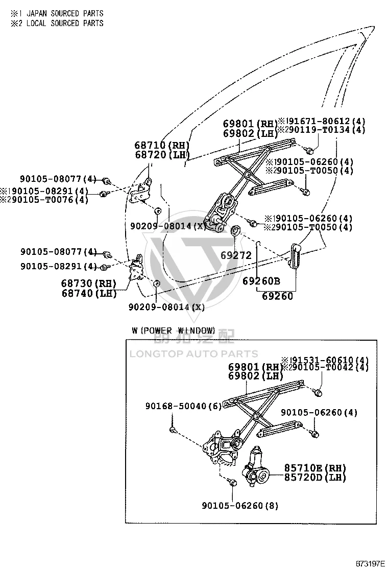 Front Left Door Window Regulator 69802-12190 for Toyota Corolla