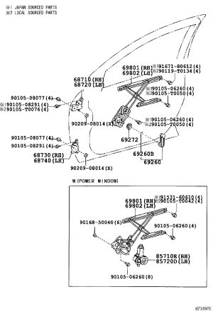 Front Left Door Window Regulator 69802-12190 for Toyota Corolla