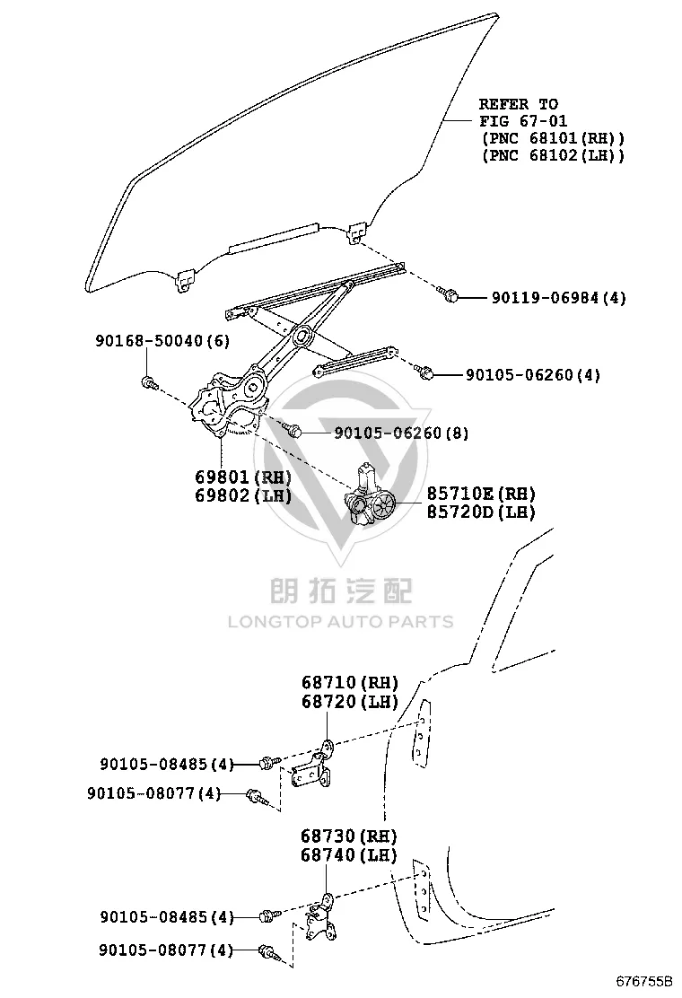 Rear Door Window Regulator 69802-21010 for Toyota RACTIS
